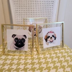 3x3 Gold Floating Geometric Frames - Set of 3